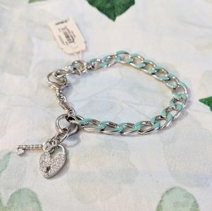 NWT Silver and Light Blue Fossil Chain Bracelet